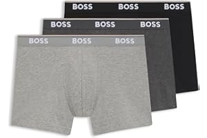 BOSS Herren BoxerBr 3P Power Dreier-Pack eng anliegende längere Boxershorts aus Stretch-Baumwolle mit Logos