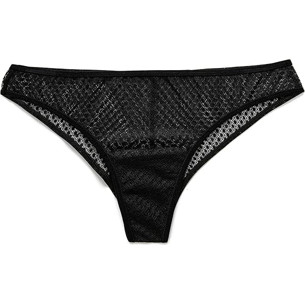 Koton Mutandine Brazilian In Cotone Con Pizzo, Biancheria Intima Donna, Black Design (Taglia 9D9), 95% Cotone 5% Elastan