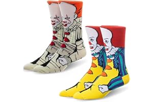 KoMico 2 Pack Halloween Socks, Horror Film Character Crew Sock, Calf Funny Socks for Men Women Horror Gifts, Size 6-10