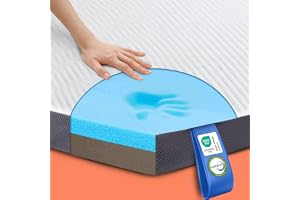 MKS 2 in 1 Gel Foam Mattress Pad Gel Foam Mattress Pad 220 x 200 cm with H3 & H4 5-Layer Comfort Pressure Relief and Mesh Sides Reversible Mattress Cover for People Sleeping on Back, Stomach and Side