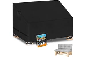 AXPQHL Palettenbank-Abdeckung,Abdeckhauben für Paletten Sofa aus 600D Schwerlast-Reißfest-Oxford-Gewebe,mit Belüftungsöffnungen Wasserdicht UV-Beständiges für Paletten,Schwarz (128 * 85 * 80cm)