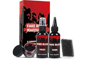 WERBME Kit de maquillage Halloween 3 pièces avec faux sang, faux sang coulant 58 g + spray 58 g + coagulé 38 g, faux sang réaliste lavable pour zombie, monstre, bouche, vêtements, cosplay et déguisement