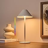 Bojim Lampada da Tavolo LED Senza Fili, Dimmerabile 10 Colori RGB Touch Lampada da Scrivania 3 Modalità, Impermeabile IP54 Ri