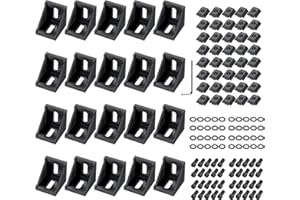 EYPINS 20x Aluprofil Winkel Befestigungsmaterial, Aluprofil 40x40 Nut 8 ALU Winkelverbinder 90 Grad Eckwinkel Eckverbinder für 4040 4080 Strebenprofil, 3D-Drucker, CNC-Router, DIY-Projekte|Schwarz
