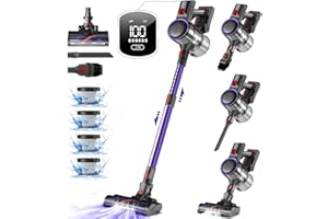 Authmic Akku Staubsauger, 45000Pa/50Mins Staubsauger Kabellos mit Touchscreen, H13 HEPA, Anti-Tangle-Bürste, für Hartböden, Teppich, Tierhaare