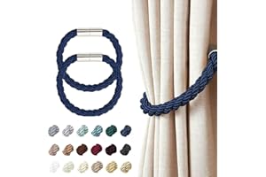 Hommakr 2 Pack Strong Magnetic Curtain Tiebacks Modern Style Drape Tie Backs Suitable Decorative Weave Rope Curtain Holdback for Thin or Thick Home & Office Window Drapery (Royal Blue)