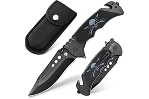 NedFoss GRIZZLY couteau de poche, Coupe-ceinture de sécurité et brise-vitre, couteau pliant avec clip ceinture, couteau de survie, couteau à une main pour voiture, couteau de sauvetag