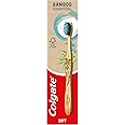 Colgate Bamboo Charcoal Soft Bristles Manual Toothbrush 1 Piece - Manual Toothbrush with Activated Carbon Slim Tip Bristles, 100% Natural Biodegradable Bamboo handle