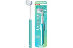 BALENE - Cepillo de Dientes Doble Cara, Limpieza profunda de la Cara Interna y Externa de los dientes, Mango Giratorio, Filamentos Antibacterianos, Dureza Media, Color Aguamarina