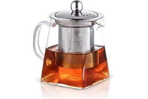 CUPERINOX Teiera in Vetro con infusore per tè e infusioni, Resistente al Calore e Compatibile con Forno a microonde - Infusion Prestige Collection (350 ml)