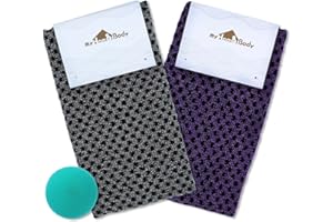 myHomeBody Extra Long Exfoliating Washcloth, Exfoliating Body Scrubber, Shower Towel, Long Bath Cloth, 3D Texture Obsidian and Raisin Dots, Set of 2 with Silicone Facial Brush