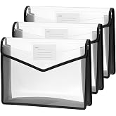 QWORK&reg; 3 Pieces A4 Plastic Folder, Waterproof Document Folder, Large Capacity Folders for School, Office and Home