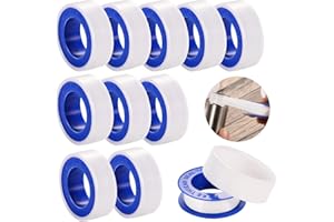 HuaJiao 10 Rollen Teflonband, 15mm*10 m Lang PTFE Gewindedichtband Teflonband Tape für Plumbing Gelenk für Pool, Küche, Industrie(Weiß)