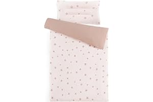 ‎SUSURRATION Susurration Musselin Kinderbettwäsche 100x135 Kissenbezug 40x60 cm aus 100% Baumwolle Leicht und Komfortabel Bettwäsche Set für Baby Kinder (Rosa Sterne)