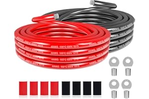 HULUWA Câble électrique en PVC de 21,3mm² - 4 AWG Fil électrique de 6 m (3m noir et 3 m rouge) en cuivre étamé haute température pour panneaux solaires, appareils électroménagers, véhicules, etc.