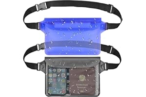 FemKey Borsa impermeabile, [2 Pezzi] Borsa a tenuta stagna Marsupio impermeabile con cinghia a nastro, custodia impermeabile per spiaggia, kayak, pomatina., nero + blu, Borsa impermeabile