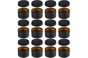LOSTWRY Juego de 12 cajas de velas con tapa de metal, para hacer velas redondas decorativas, especias, joyas, polvos, caramelos, ungüento – negro