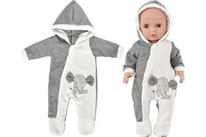 WEINIBAO Ropa para Muñecas Bebé, Ropa de Muñecas para New Born Baby Doll, Conjunto de Ropa de Muñeca Reborn Elástico, Ropa para Muñecos Bebé Mono con Capucha, Accesorios para Muñecas de 35–45 cm