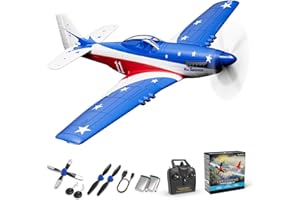 VOLANTEXRC Remote Control Plane, 4-CH RC Plane Ready to Fly P51 Mustang Radio Controlled Airplane for Adults and Beginners with Xpilot Stabilization System, One Key Aerobatic (761-5)