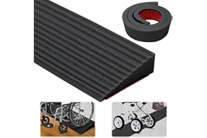 WAPASEZYAR 100x5.5x1.6CM Schwellenrampe, Türschwellenrampen, PVC Rollstuhlrampe, rutschfeste Oberfläche, Gummirampe Auffahrrampe Schwellenrampe für Rollstuhl, Kinderwagen, Rollator oder e Scooter (Schwarz, 1.6)