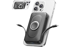 Powerbank für Magsafe 20000mAh 22.5W Magnetische Power Bank 4-in-1 Schnellladen mit Type-C/IOS Kabeln, Wireless Tragbares Laden mit Ringhalterung für iPhone 17/16/15/14/13/12/Mini/Pro/Pro Max/Plus