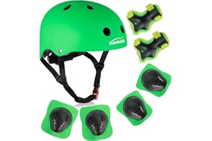 KAMUGO Kids Bike Helmet, Toddler Helmet for Ages 2-8 Boys Girls with Sports Protective Gear Set Knee Elbow Wrist Pads for Skateboard Cycling Scooter Inline Skates