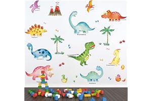 decalmile Pegatinas de Pared Acuarela Dinosaurios Infantil Vinilos Decorativos Animales Adhesivos Pared Niños Bebés Habitación Dormitorio Guardería