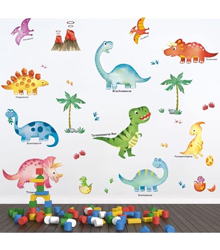 Supzone Stickers Muraux Enfant Dinosaures Grands Autocollant Mural Colorés de Tyrannosaurus Déco Murale Dino pour Garçon Chambre Enfant Nursery Salle de Jeu Supzone Stickers Muraux Enfant Dinosaures Grands Autocollant Mural Colorés de Tyrannosaurus Déco Murale Dino pour Garçon Chambre Enfant Nursery Salle de Jeu
