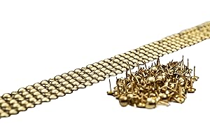 ARTAPISSERIE.FR 5 bandes de clous tapissier laitonné 9,5mm lentille fer + 100 clous