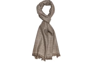 LORENZO CANA Echarpe de 100% Cachemire pour l`homme – écharpe en nuances naturelles, 30 x 180 cm - moelleux et noble – en marron blanc, à chevrons