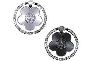 Silars Anillo Movil Soporte de Flor, 2 Piezas Soporte Movil de Metal Soporte de Dedo, Soporte de Dedo Universal de 180 Grados para Todos los Teléfonos Móviles (Negro + Plata)