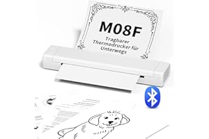 Odaro M08f Kabelloser Tragbarer Drucker Für Unterwegs, A4 Thermodrucker, Mobiler Bluetooth-Drucker, Unterstützt A4 Thermopapier, Kompatibel Mit Mobiltelefonen Und Computern Kompaktdrucker - Weiß