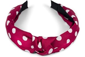 ‎STYLEBREAKER styleBREAKER Damen Haarreif mit Punkte Muster und Knoten im Retro Style, Rockabilly, Vintage Look, Haarband, Headband 04026015, Farbe:Bordeaux-Rot-Weiß