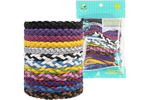 SCROLIEY Braccialetto Repellente per Zanzare, Confezione da 12, Pelle Priva di DEET Naturale, Impermeabile Morbido e Leggero, Uomini e Donne Interno ed Esterno (A)