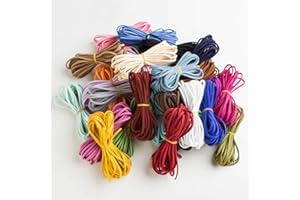 DAHI 54 STK Lederband 3mm Leder Schnur Faden Wildlederband 26 Farben für Armband Halskette Perlen Schmuck DIY Handgefertigte Handwerk (bunt/54meter)