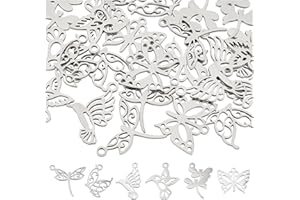 DICOSMETIC Acero Inoxidable con Colgante de Animal, Colgante de Libélula Y Mariposa, Colgante de Arete Inflado para Hacer Joyas Y Manualidades