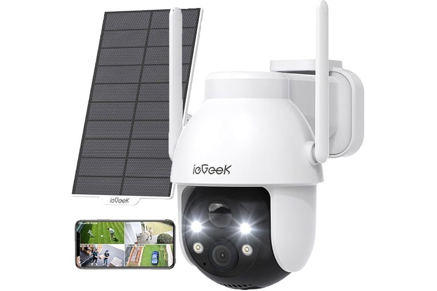 ieGeek 2K Wireless Outdoor Wifi Camera Battery, 360° PTZ Surveillance Camera with Solar Panel, PIR Motion Detection with Alarm, Colour Night Vision, 2 Way Audio, IP654.4 out of 5 stars1,357€39.99