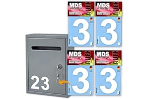 ‎MDS BRAND MDS Brand Design 10cm Zahlen Aufkleber | Selbstklebende Klebezahlen für Briefkasten, Mülltonne, Hausnummer Aufkleber für Außen & Innen Weiss (3)