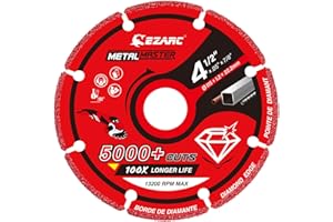 EZARC Diamond Cutting Wheel 4 1/2 x 7/8 Inch for Metal, Cut Off Wheel with 5000+ Cuts on Rebar, Steel, Iron and INOX