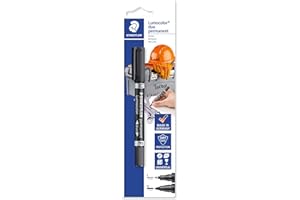 Staedtler Lumocolor duo 348-9 BK-1 Podwójny trwały marker 348 do oznaczania dużych i małych narzędzi i skrzynek narzędziowych, wodoodporny, odporny na światło, czarny, 2 końcówki F+M