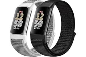 Runostrich Sport Loop Nylon Watch Straps - Compatible with Fitbit Charge 6/5, Adjustable Breathable Replacement Soft Nylon Loop Wristband for Women & Men