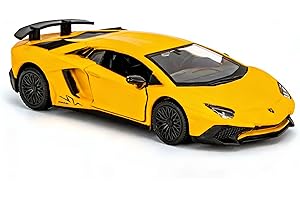 TGRCM-CZ 1/36 Scale Lamborghini Aventador LP770-4 Casting Car Model, Zinc Alloy Toy Pull Back Vehicles Toy Car for Toddlers Kids Boys Girls Gift (Yellow)