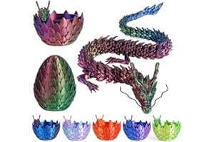 FANGHENG 3D Dragon Egg Articulating Gemstone Crystal Dragon Figurine 3D Eggs with Inside Autism Toys Egg Toy for Anxiety Relief Flexible Joints Home Desk Decor Desk Toys Dazzling tri-colour