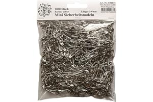 Yline 1000 mini imperdibles de seguridad pequeños, plateados, aprox. 19 mm, E90015