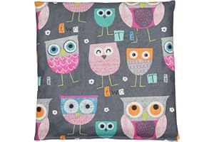 FRANZIS NÄHSTUBE Cuscino per semi d'uva 20x20cm Gufo grigio Terapia del caldo e del freddo Cuscini in grani 100% cotone