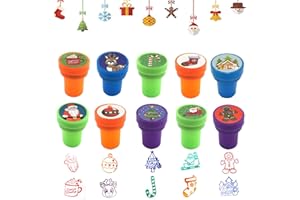 PTBWS 10 Pezzi Timbri Bambini,Timbri Natalizi Regalo, Timbri di Natale, Natale Timbri per Bambini, Adatto per Natale Scrapbooking Album,Regali Feste per Bambini (A)