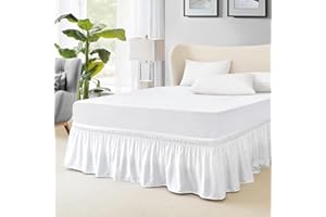 FreshCulture Mantovana giroletto per letto singolo, con elastico avvolgente, per letto singolo, facile da montare, con volant antipolvere di qualità alberghiera, per letto singolo (bianco)