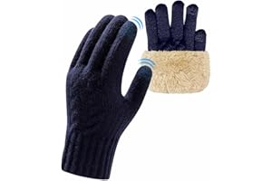 Yutdeng Zimowe rękawiczki termiczne dla mężczyzn i kobiet, ciepłe dzianinowe rękawiczki do ekranu dotykowego z podszewką z polaru, do biegania, jazdy na nartach, jazdy na rowerze, pracy