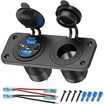 Qidoe 4 In 1 Presa USB Pannello DC 12V/24V Con Voltmetro | Caricatore PD 30W E QC3.0, Interruttore IP65, Accendisigari 150W Per Camper, Barca, Auto