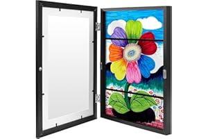 Newellsail Marcos de Arte para Niños A4 Apertura Frontal Marco de Fotos Marco de Exhibición de Obras de Arte para Dibujos de Niños, Proyectos de Arte (Negro)